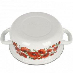 Кастрюля эмалированная сталь, 2 л, крышка сталь, сферический, Daniks, Маковый цвет, 61904-102/6-У