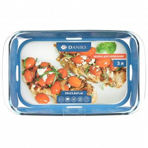 Форма для запекания стекло, 23.8х39.5х5 см, 3 л, прямоугольная, Daniks