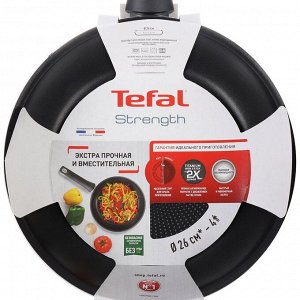 Сковорода алюминий, 26 см, антипригарное покрытие, Tefal, Strength, 042 31 126