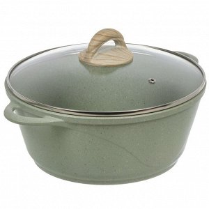 Кастрюля алюминий, антипригарное покрытие, 4 л, крышка стекло, Гурман, Мята, ГМк403МЛ, индукция