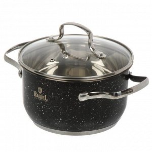 Кастрюля нержавеющая сталь, 2.6 л, с крышкой, крышка стекло, RasheL, R-206v, индукция