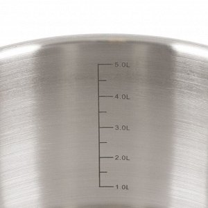 Кастрюля нержавеющая сталь, 5.8 л, крышка стекло, Daniks, Бонн, GS-01319-24CA, индукция