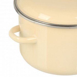 Кастрюля эмалированная сталь, 3 л, крышка сталь, цилиндрическая, Сибирские товары, 9MD181P, слоновая кость, индукция