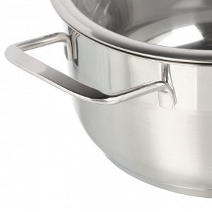 Кастрюля нержавеющая сталь, 4 л, крышка стекло, RasheL, R-40, индукция