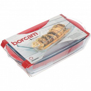 Кастрюля стекло, 19х29х7 см, 2.75 л, прямоугольная, с крышкой, Borcam, 59010