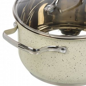 Кастрюля нержавеющая сталь, 3.6 л, крышка стекло, RasheL, R-306в, индукция