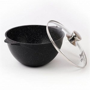 Казан алюминий, антипригарное покрытие, 4 л, Гранит black, с крышкой, Мечта, 54802