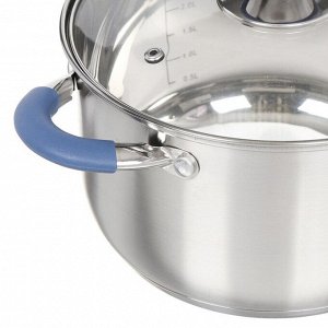 Кастрюля нержавеющая сталь, 4.75 л, крышка стекло, Daniks, Сиена, SD-A93-22, индукция