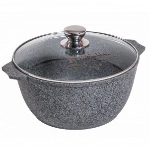 Кастрюля алюминий, антипригарное покрытие, 4 л, с крышкой, крышка стекло, Мечта, Premium grey, 44901, серая