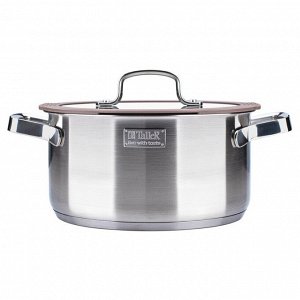 Кастрюля нержавеющая сталь, 2.9 л, с крышкой, крышка стекло, Taller, TR-17353, 17353, индукция