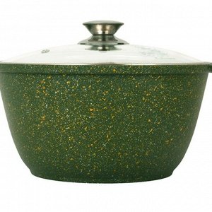 Кастрюля алюминий, антипригарное покрытие, 2 л, с крышкой, крышка стекло, Kukmara, Trendy style, к21tsml, малахит