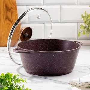 Кастрюля алюминий, антипригарное покрытие, 4 л, крышка стекло, Гурман, Coral, ГМк403КР, индукция