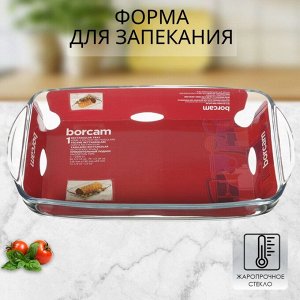 Форма для запекания стекло, 19х33.6х5 см, 2 л, прямоугольная, Borcam, 59006