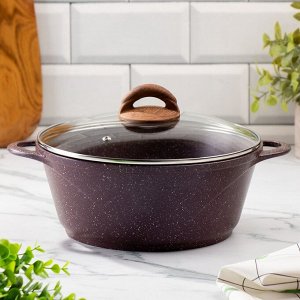 Кастрюля алюминий, антипригарное покрытие, 4 л, с крышкой, крышка стекло, Гурман, Coral, ГМк403КР, индукция