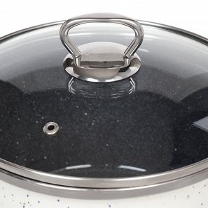 Кастрюля эмалированная сталь, 3 л, крышка стекло, сферический, Сантэкс, Гранит цветной, 1-2430111, индукция