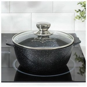 Кастрюля алюминий, антипригарное покрытие, 2 л, с крышкой, крышка стекло, Мечта, Гранит star, 42803