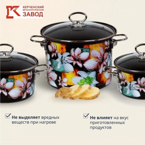 Набор посуды эмалированная сталь, 6 предметов, кастрюли 1.9,2.5,5 л, индукция, Керченский металлургический завод, Адель 5-1 Элит