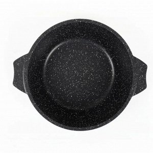 Кастрюля алюминий, антипригарное покрытие, 2 л, с крышкой, крышка стекло, Мечта, Гранит black, 42802