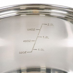 Кастрюля нержавеющая сталь, 2.7 л, с крышкой, крышка стекло, DNN3, SD-A17-18