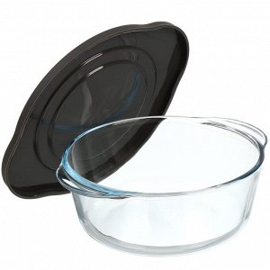 Кастрюля для запекания стекло, 7.6 см, 1.45 л, круглая, с крышкой, серая, Borcam, 59123GREY
