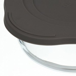 Кастрюля для запекания стекло, 7.6 см, 1.45 л, круглая, с крышкой, серая, Borcam, 59123GREY