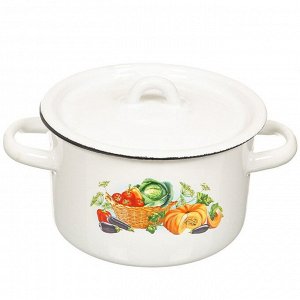 Кастрюля эмалированная сталь, 1.5 л, с крышкой, крышка сталь, цилиндрическая, СтальЭмаль, 1с15с/1, в ассортименте, индукция