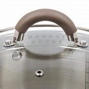 Кастрюля нержавеющая сталь, 3.9 л, крышка стекло, Daniks, Нара, GS-01413HY-20CA-2, серебристая, индукция