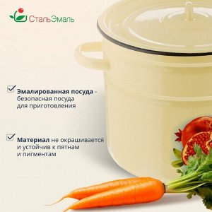 Кастрюля эмалированная сталь, 9 л, с крышкой, крышка сталь, СтальЭмаль, 1с200с, в ассортименте, индукция