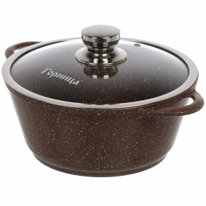 Кастрюля алюминий, антипригарное покрытие, 3 л, крышка стекло, Горница, Шоколад, к2433аш