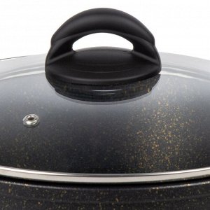 Кастрюля алюминий, антипригарное покрытие, 2 л, с крышкой, крышка стекло, Гурман, Eclipse, ГМк203ЭКИ, индукция