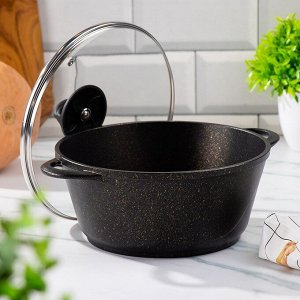 Кастрюля алюминий, антипригарное покрытие, 3 л, крышка стекло, Гурман, Eclipse, ГМк303ЭКИ, индукция