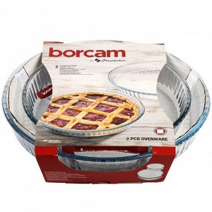 Форма для запекания стекло, 2 шт, 1.72, 2.95 л, круглая, Borcam, 159022