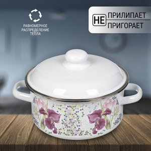 Кастрюля эмалированная сталь, 5 л, с крышкой, крышка сталь, цилиндрическая, СтальЭмаль, Мозаика белоснежная, 1RB241M, индукция