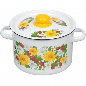 Кастрюля эмалированная сталь, 4.5 л, крышка сталь, СтальЭмаль, 1с17с, в ассортименте, индукция