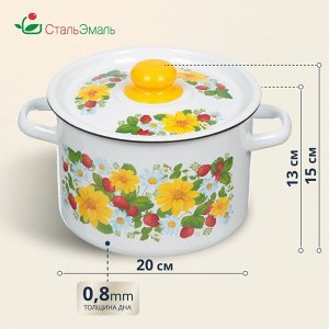 Кастрюля эмалированная сталь, 4.5 л, крышка сталь, СтальЭмаль, 1с17с, в ассортименте, индукция