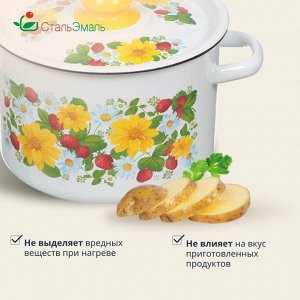 Кастрюля эмалированная сталь, 4.5 л, крышка сталь, СтальЭмаль, 1с17с, в ассортименте, индукция