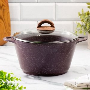 Кастрюля алюминий, антипригарное покрытие, 5 л, крышка стекло, Гурман, Coral, ГМк503КР, индукция