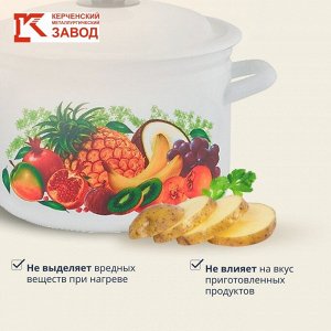 Кастрюля эмалированная сталь, 4 л, крышка сталь, цилиндрическая, Керченский металлургический завод, Эквадор, 41704-142/6, белая