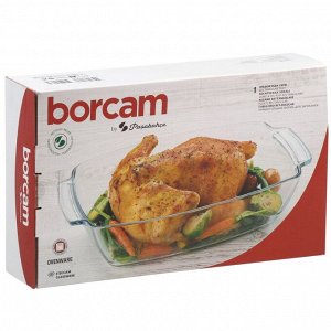 Форма для запекания стекло, 23.3х38х9 см, 4.42 л, прямоугольная, Borcam, 590046