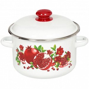 Кастрюля эмалированная сталь, 4 л, с крышкой, крышка сталь, цилиндрическая, Сибирские товары, Гранатовый сок, 1MD201M