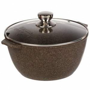 Кастрюля алюминий, антипригарное покрытие, 5 л, с крышкой, крышка стекло, Мечта, Premium, 45902, мокко