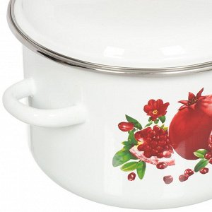 Кастрюля эмалированная сталь, 4 л, с крышкой, крышка сталь, цилиндрическая, Сибирские товары, Гранатовый сок, 1MD201M