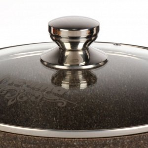 Кастрюля алюминий, антипригарное покрытие, 5 л, с крышкой, крышка стекло, Мечта, Premium, 45902, мокко
