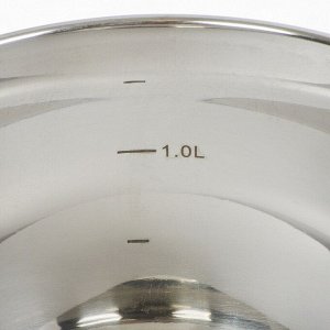 Кастрюля нержавеющая сталь, 2 л, крышка стекло, Daniks, Модерн серый, SD-16N, индукция