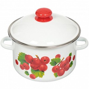 Кастрюля эмалированная сталь, 4 л, крышка сталь, цилиндрическая, Сибирские товары, Калина красная, 1MD201M, индукция