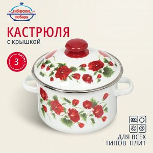 Кастрюля эмалированная сталь, 3 л, крышка сталь, цилиндрическая, Сибирские товары, Рамо, 3MD181M, индукция