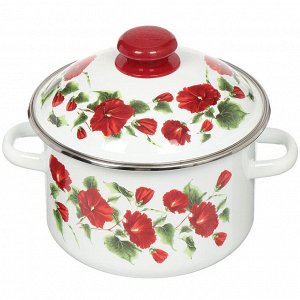 Кастрюля эмалированная сталь, 3 л, крышка сталь, цилиндрическая, Сибирские товары, Рамо, 3MD181M, индукция