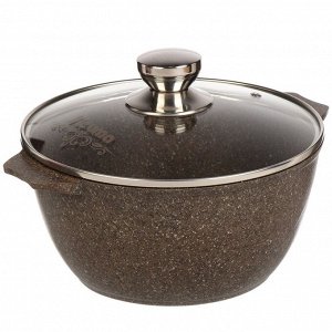 Кастрюля алюминий, антипригарное покрытие, 3 л, с крышкой, крышка стекло, Мечта, Premium, 43902, мокко