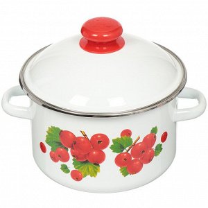 Кастрюля эмалированная сталь, 3 л, с крышкой, крышка сталь, цилиндрическая, Сибирские товары, Калина красная, 1MD181M/6MD181M, индукция