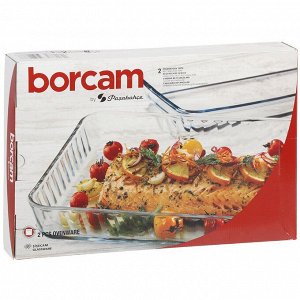 Форма для запекания стекло, 2 шт, 34х22, 40х27 см, прямоугольная, Borcam, 159075
